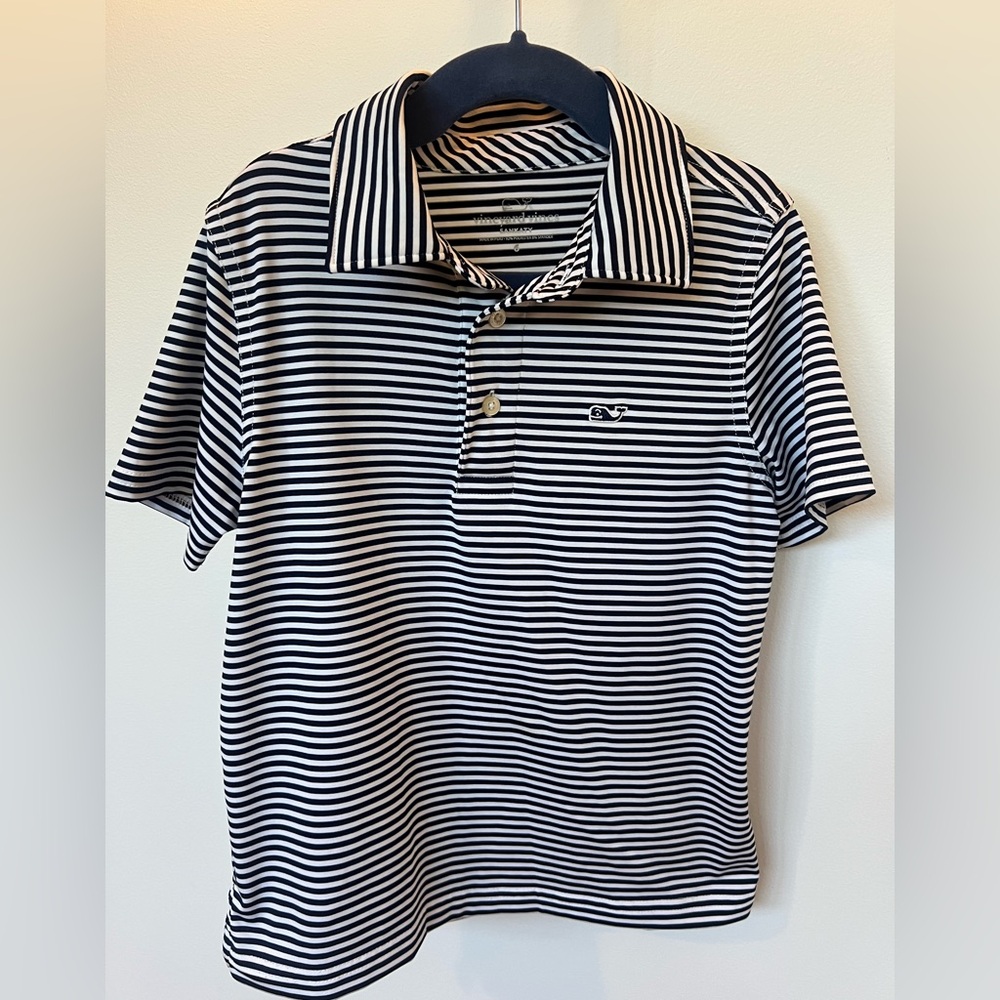 Vineyard Vines Boys Navy and White Striped Polo